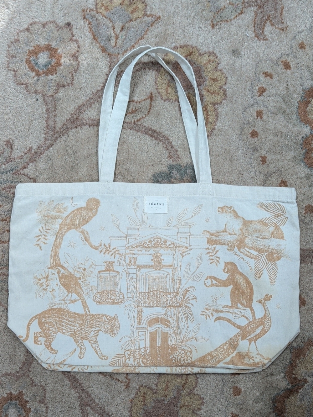 Sezane Canvas Exotic Jungle Animal Tote
